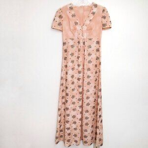 Vintage 1970's orange floral empire waist maxi dress